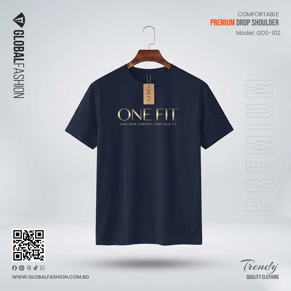 Super Soft Premium Drop Shoulder T-shirt - (Navy Blue)
