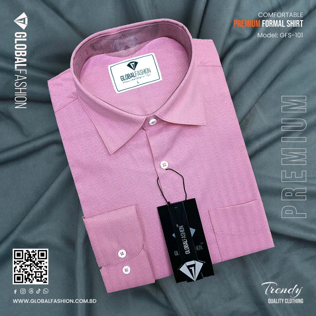 Premium Cotton Full Sleeve Formal Shirt - Combo-02-(Onion-pink & Sky-blue)