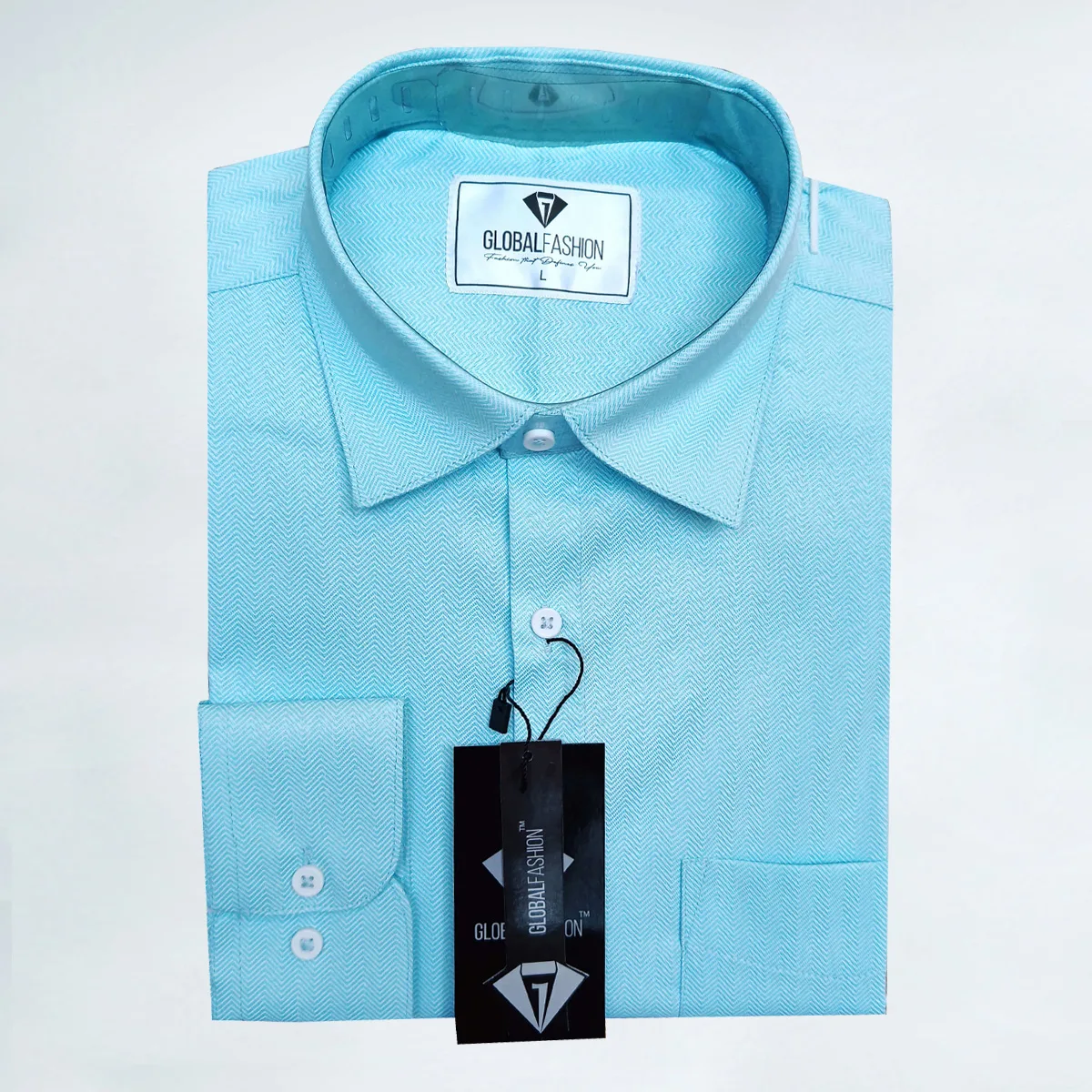 Premium Cotton Full Sleeve Formal Shirt - (Aqua Blue)