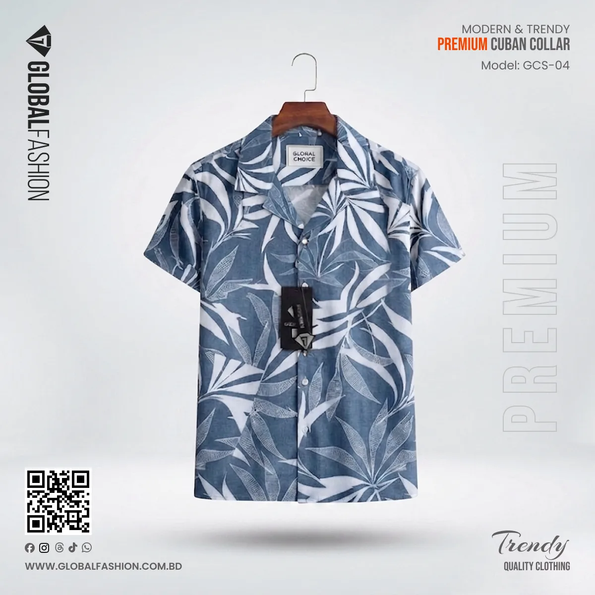 Premium Short Sleeve Cuban Collar Shirt - Combo-02(White & Sky)