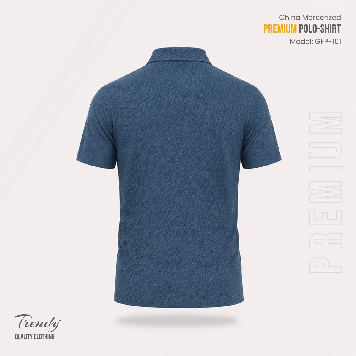Premium Quality Half Sleeve China Mercerized Polo-shirt - (Navy Blue)