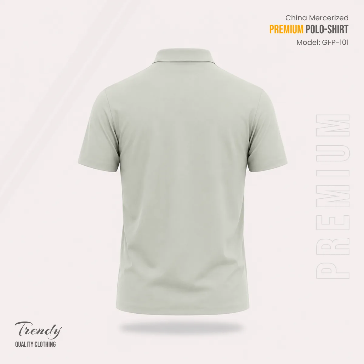 Premium Quality Half Sleeve China Mercerized Polo-shirt - (Off-White)
