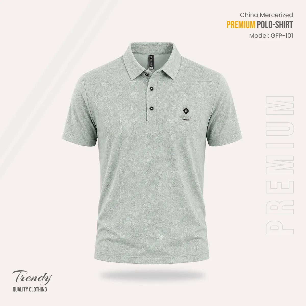Premium Quality Half Sleeve China Mercerized Polo-shirt - (Muted Green)