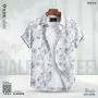 Digital Printed Remi Cotton Short Sleeve Shirt - (White &amp; Blue)