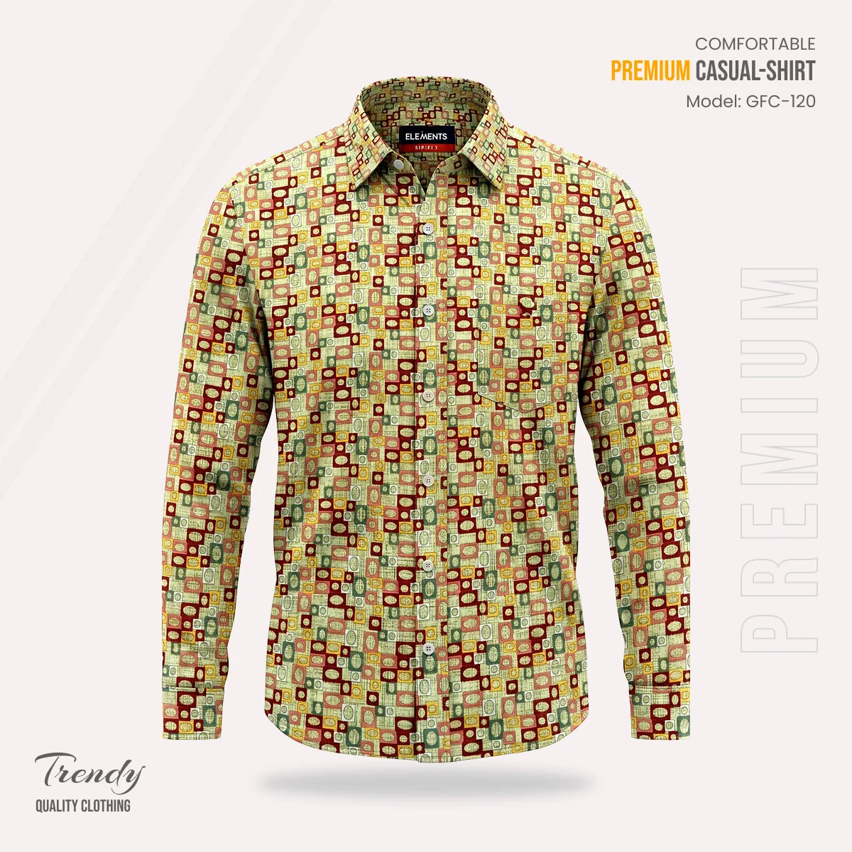 Premium Imported Cotton Full Sleeve Shirt - (Maroon Beige)