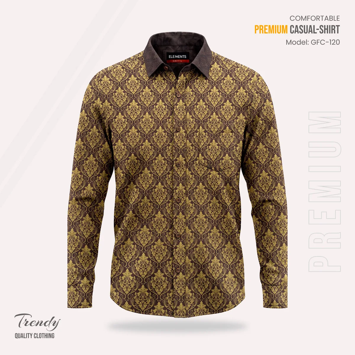 Premium Imported Cotton Full Sleeve Shirt - (Royal Brown)