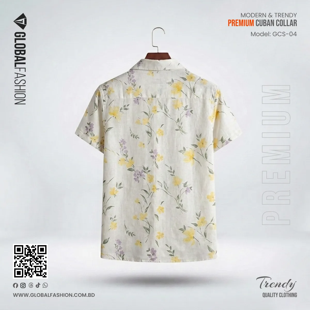 Premium Short Sleeve Cuban Collar Shirt - Combo-02(Ash & White)