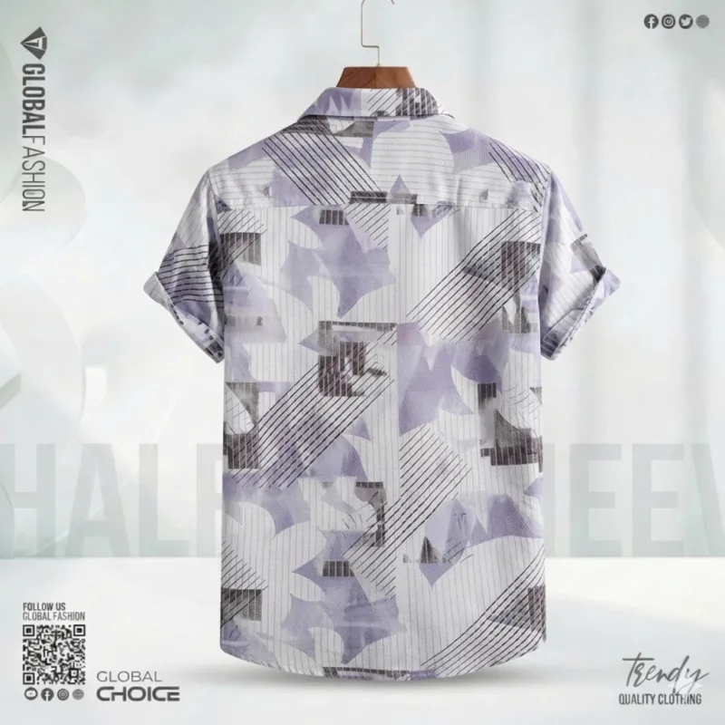 Digital Printed Premium Short Sleeve Shirt - Combo-02-(Lemon & Sky)