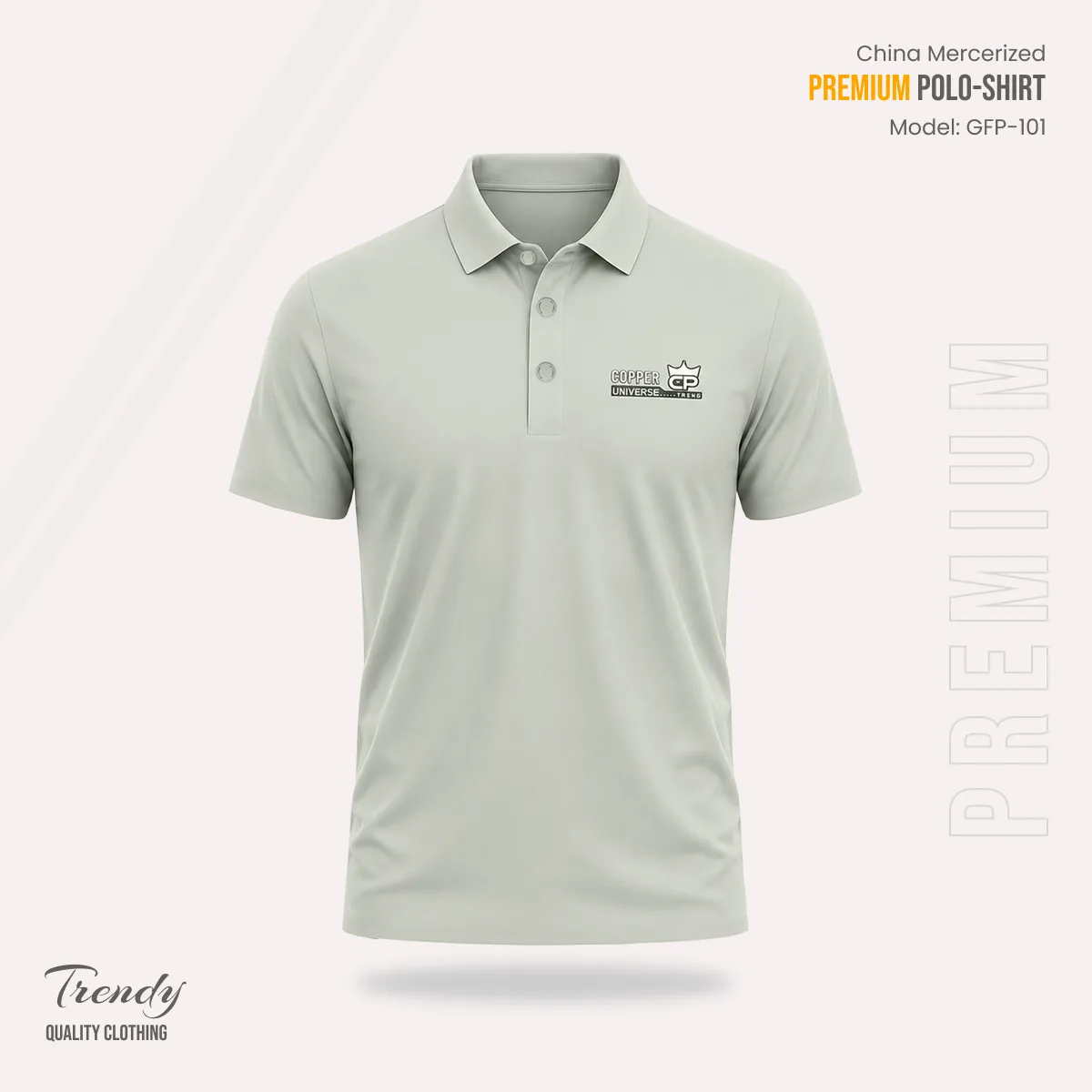 Premium Quality Half Sleeve China Mercerized Polo-shirt - (Off-White)