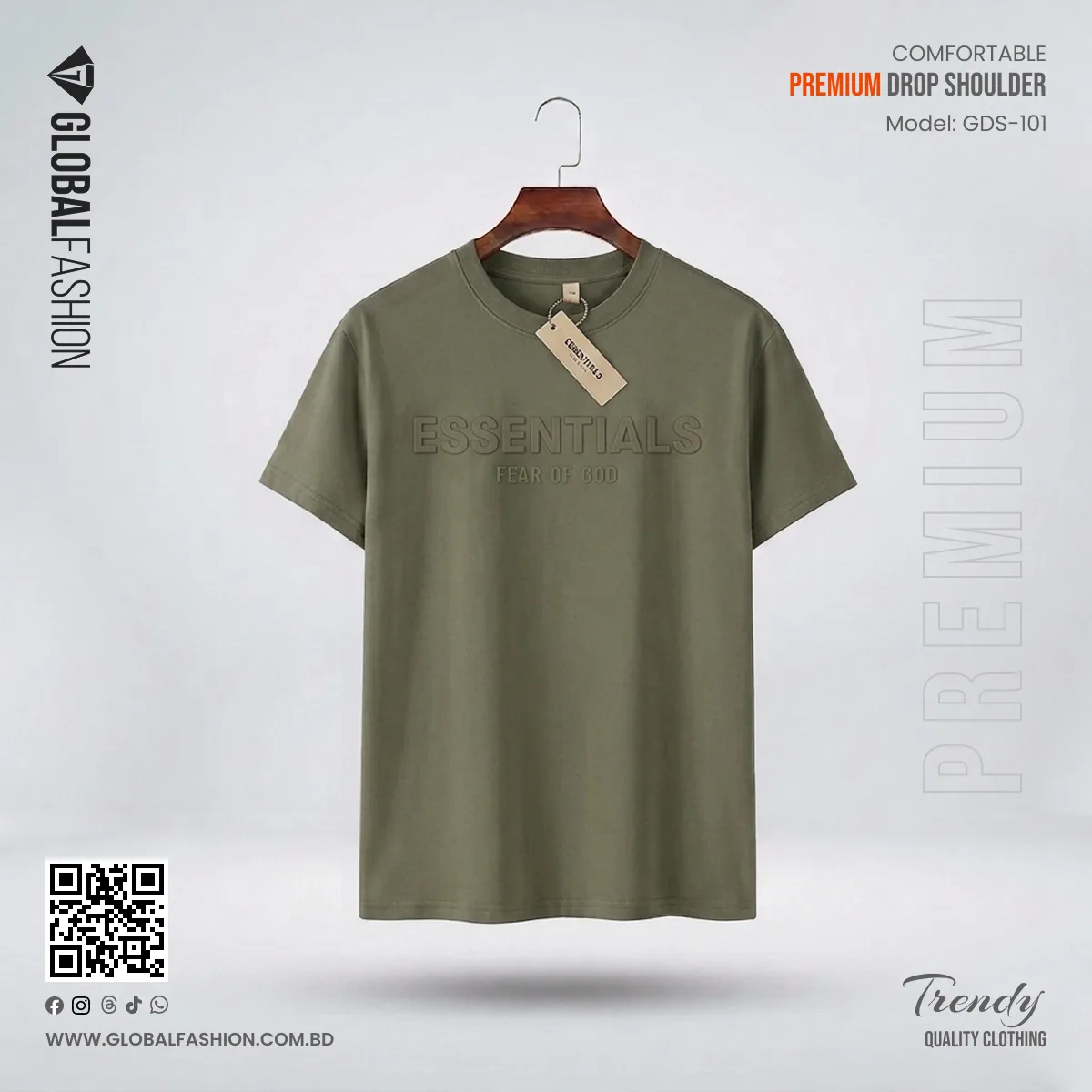 Premium Essentials Drop Shoulder T-shirt - (Olive Green)