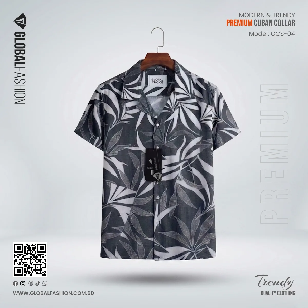 Premium Short Sleeve Cuban Collar Shirt - (Off black)