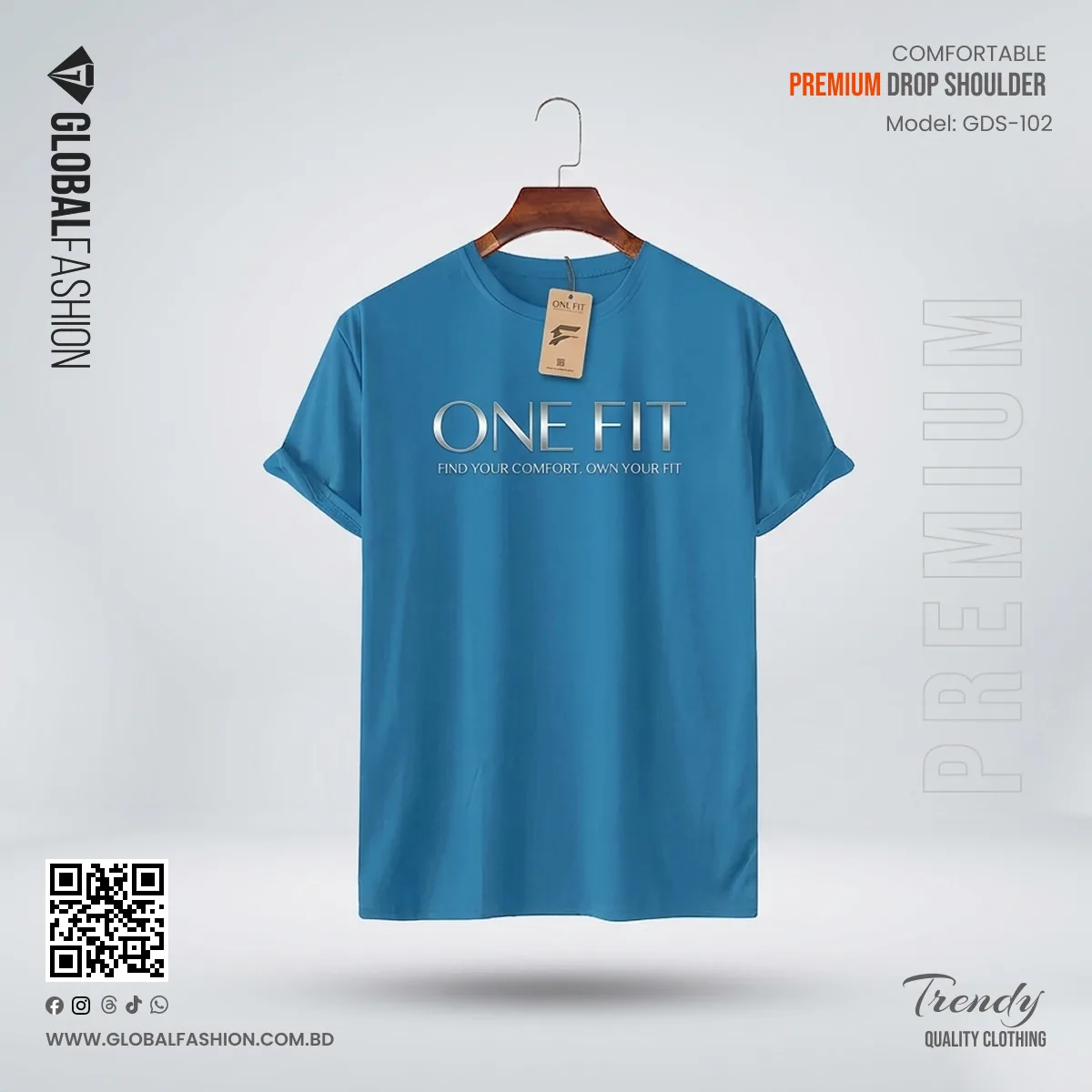 Super Soft Premium Drop Shoulder T-shirt - (Ocean Blue)