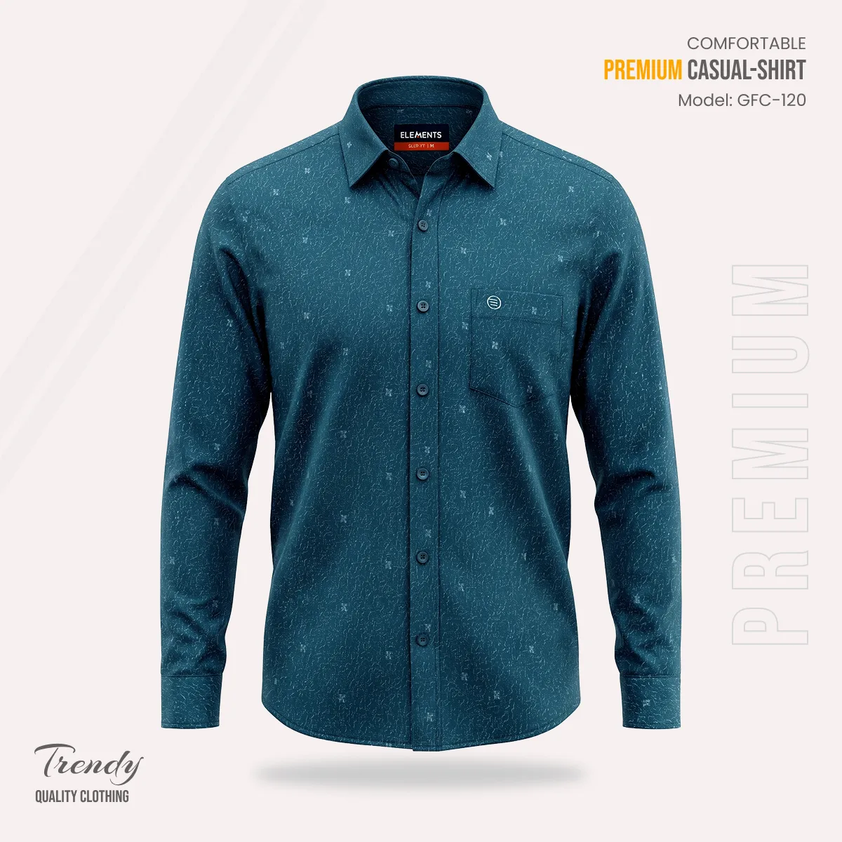 Premium Imported Cotton Full Sleeve Shirt - (Teal Blue)