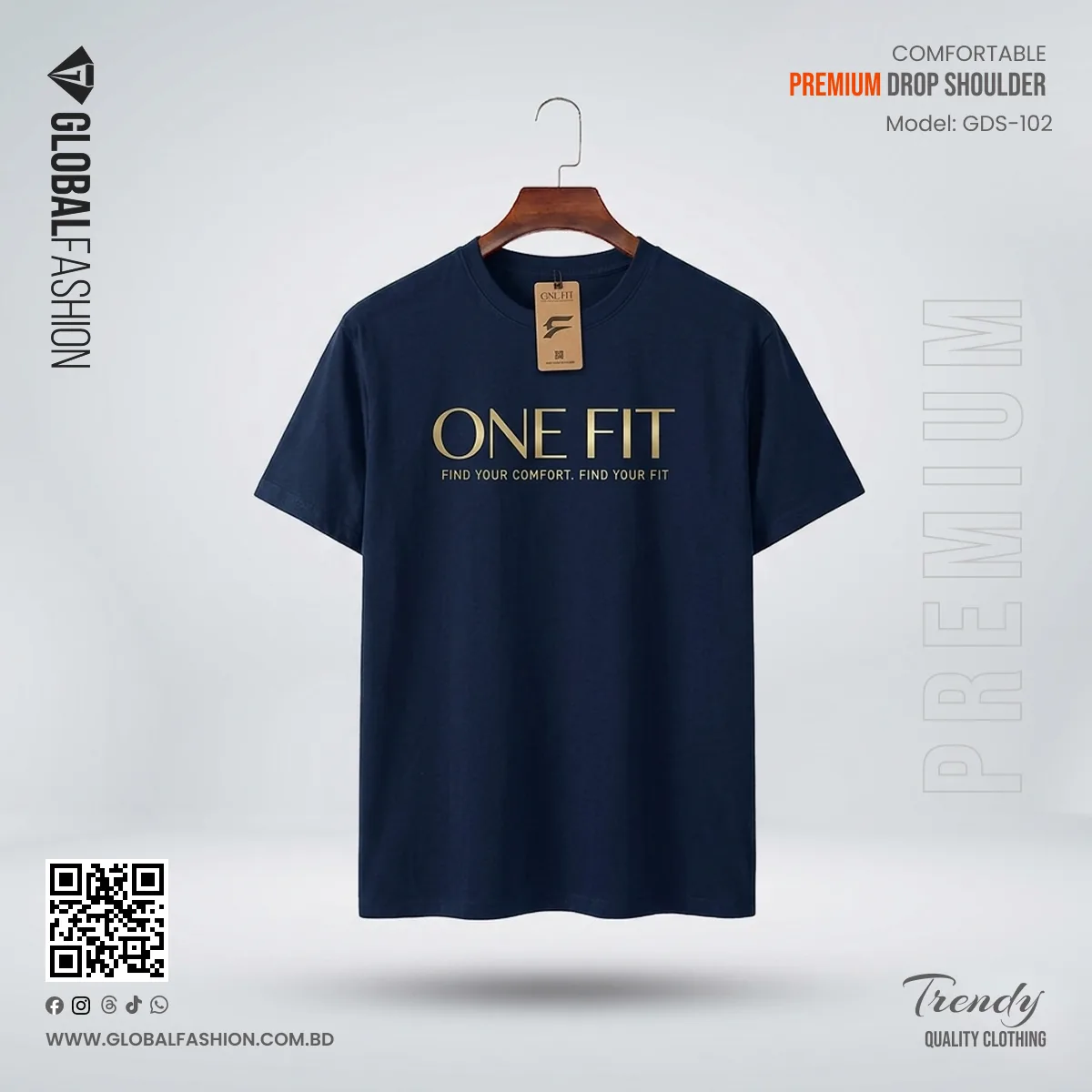 Super Soft Premium Drop Shoulder T-shirt - (Navy Blue)