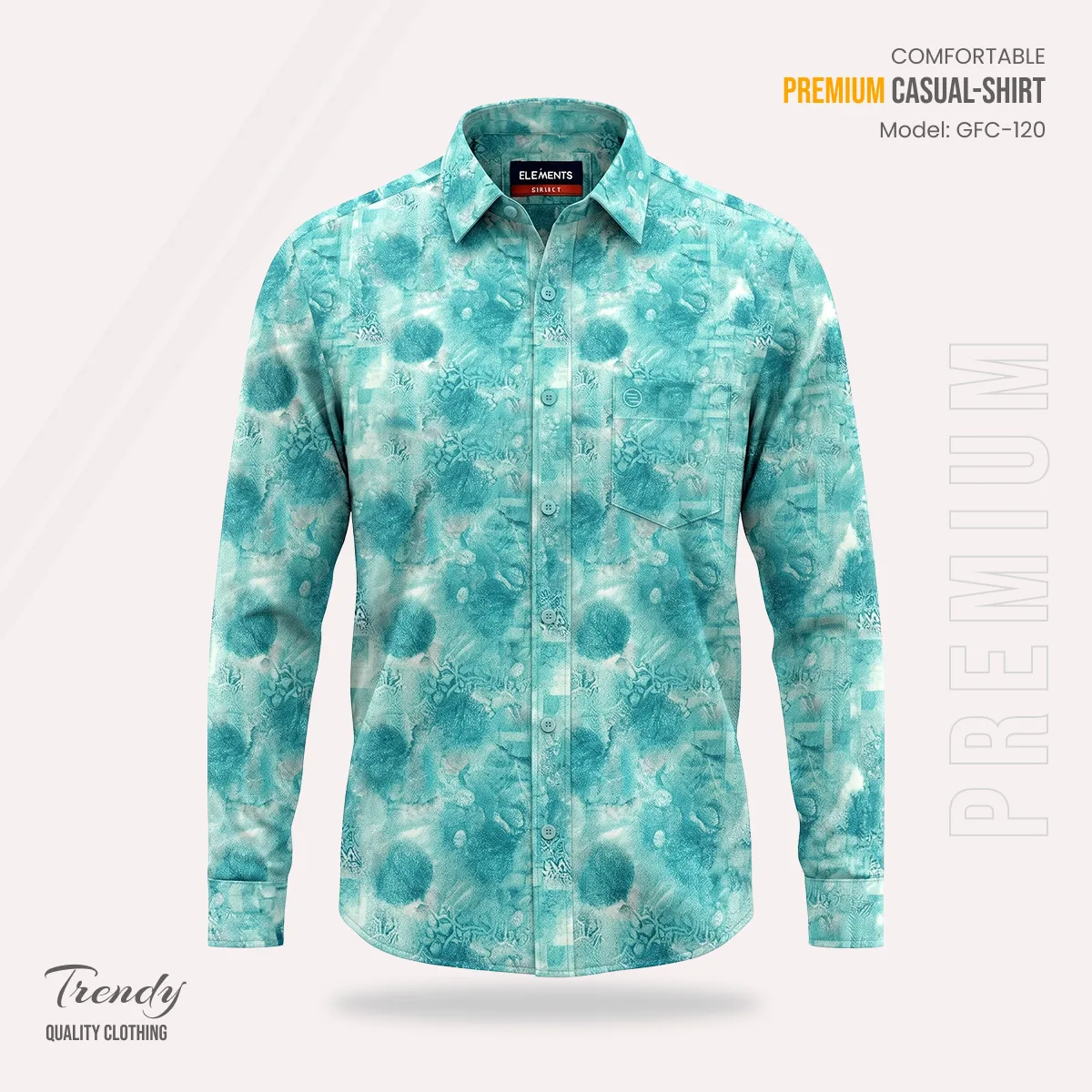 Premium Imported Cotton Full Sleeve Shirt - (Lagoon Blue)