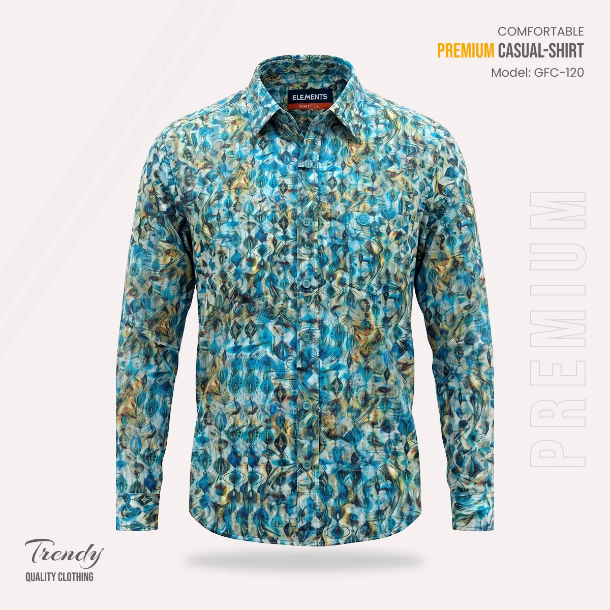 Premium Imported Cotton Full Sleeve Shirt - (Aqua Blue)